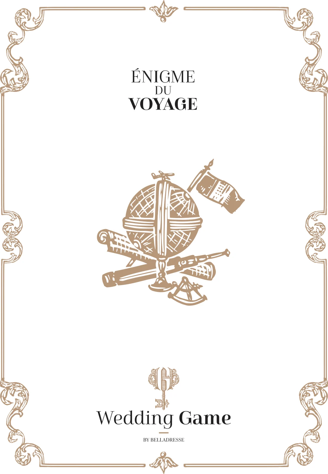 Carte de présentation de l’énigme Voyage Wedding Game à imprimer