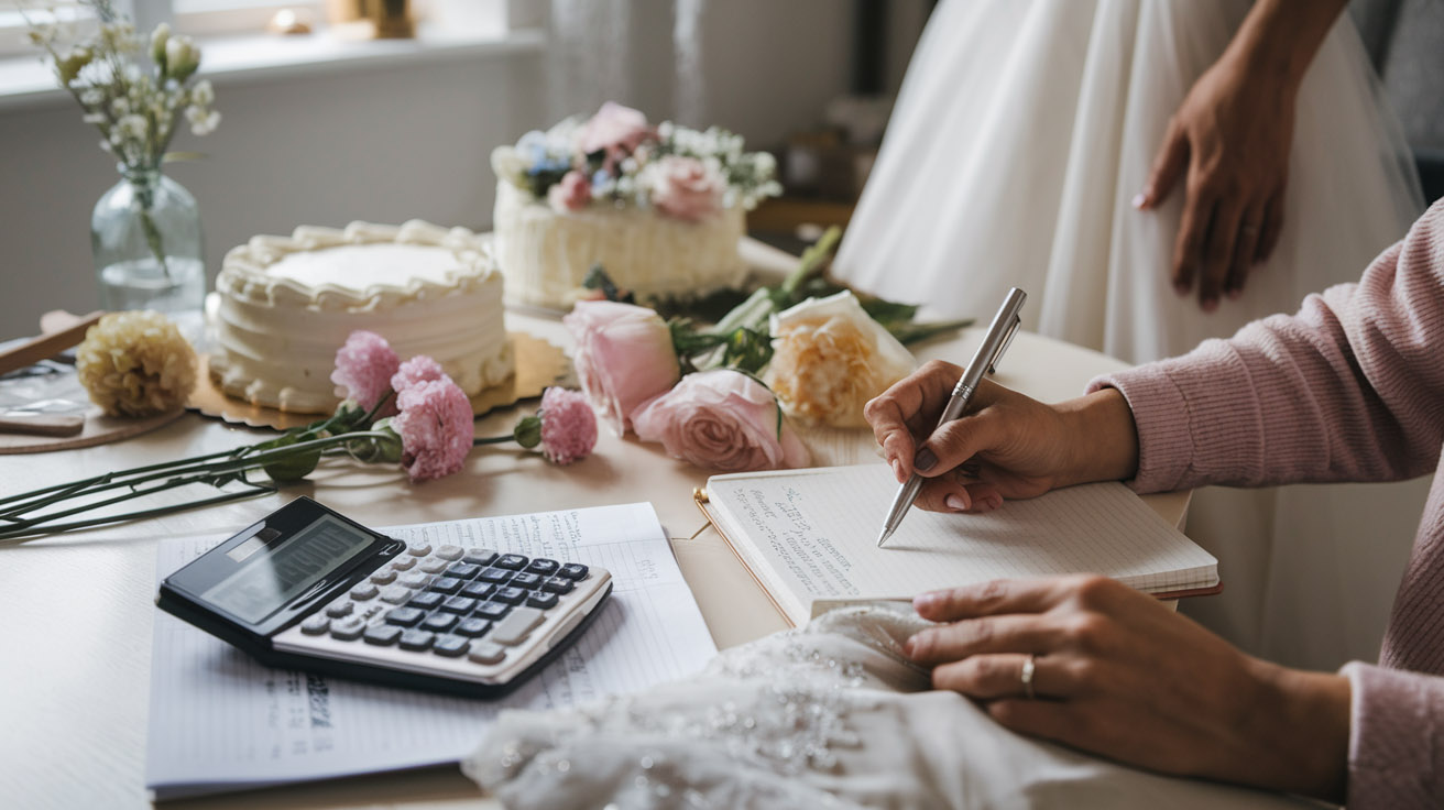 Gestion du budget de mariage 2026 avec tableau et calculatrice.