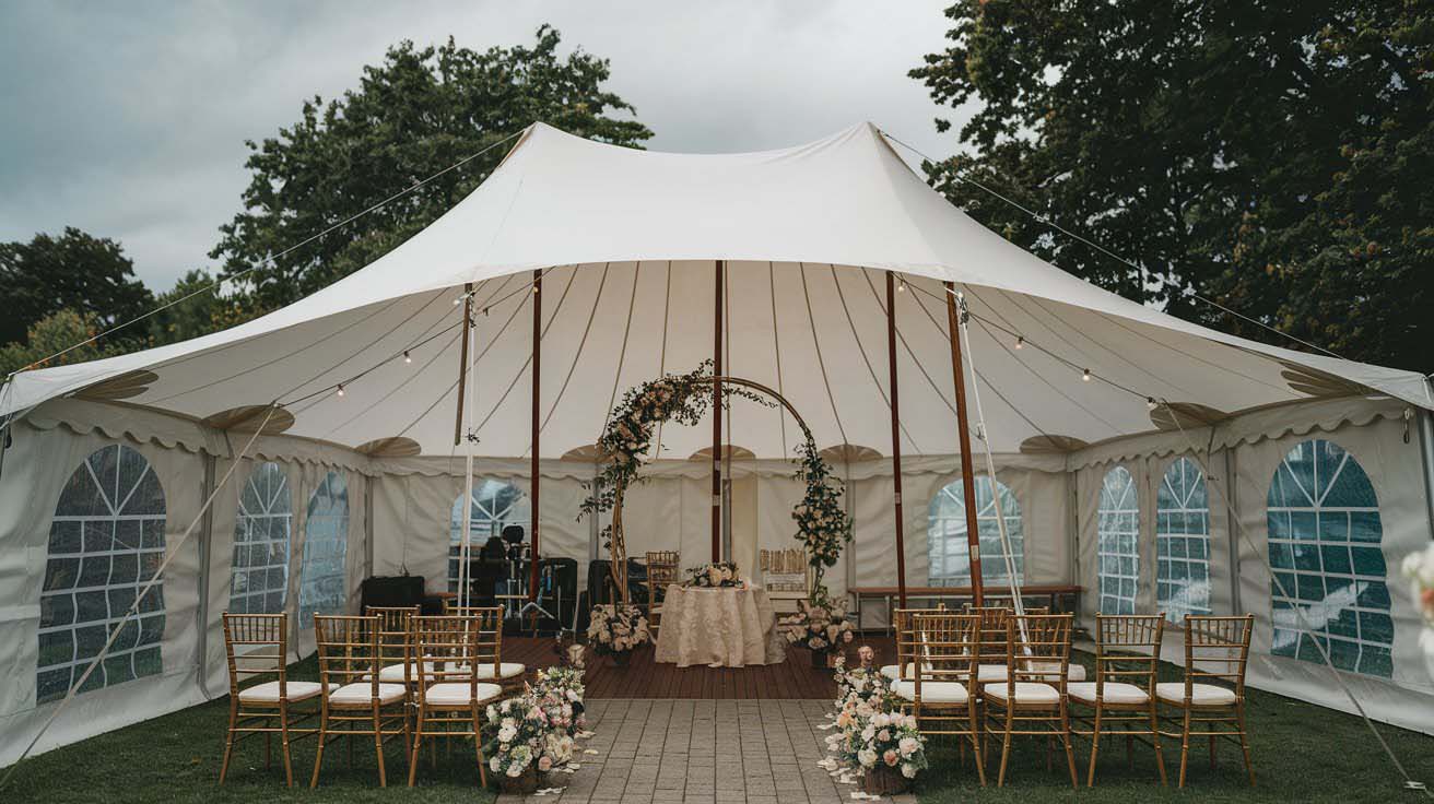 Plan B pour mariage réussi en cas d'imprévus ou d'intempéries, avec tente de secours.